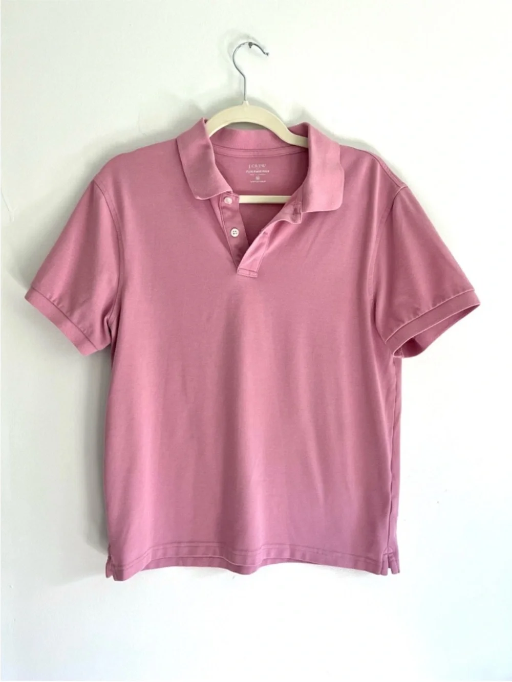 J. Crew Men's Dusty Bubblegum Pink Short Sleeve Flex Pique Polo Untucked Preppy